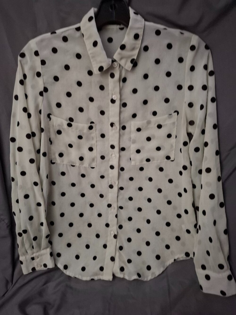 Good American Sheer Poka Dot Sheer button up Size XS